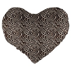 Brown Beige Snake Pattern Large 19  Premium Flano Heart Shape Cushions from ArtsNow.com Back