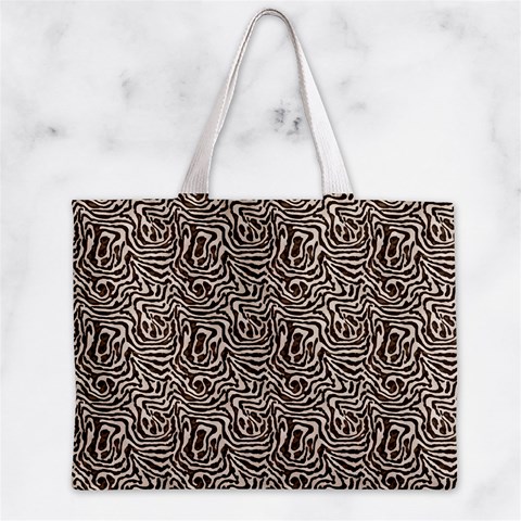 Brown Beige Snake Pattern Zipper Mini Tote Bag from ArtsNow.com Front