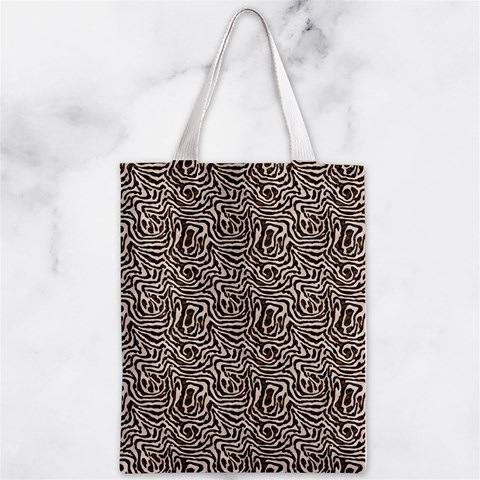 Brown Beige Snake Pattern Zipper Classic Tote Bag from ArtsNow.com Front