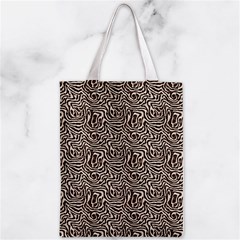 Brown Beige Snake Pattern Zipper Classic Tote Bag from ArtsNow.com Back