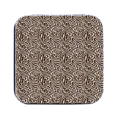 Brown Beige Snake Pattern Square Metal Box (Black) from ArtsNow.com Front