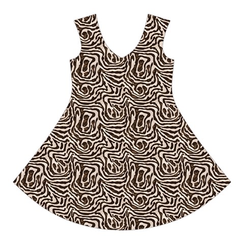 Brown Beige Snake Pattern Short Sleeve V Front
