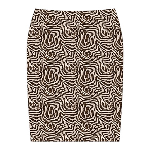 Brown Beige Snake Pattern Midi Wrap Pencil Skirt from ArtsNow.com Back