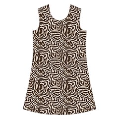 Brown Beige Snake Pattern Kids  Short Sleeve Velvet Dress from ArtsNow.com Front