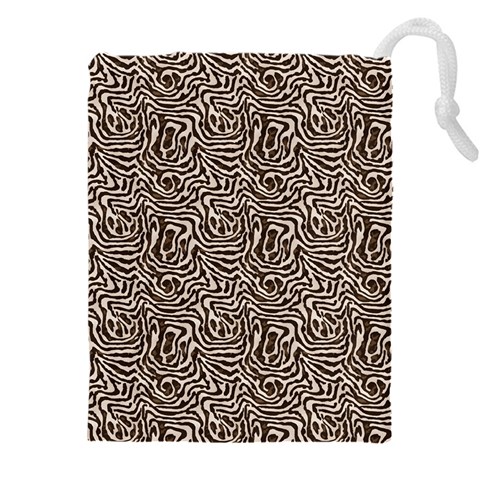 Brown Beige Snake Pattern Drawstring Pouch (4XL) from ArtsNow.com Front