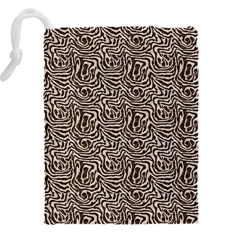Brown Beige Snake Pattern Drawstring Pouch (4XL) from ArtsNow.com Back
