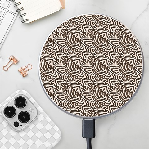 Brown Beige Snake Pattern Wireless Fast Charger(White) from ArtsNow.com Front
