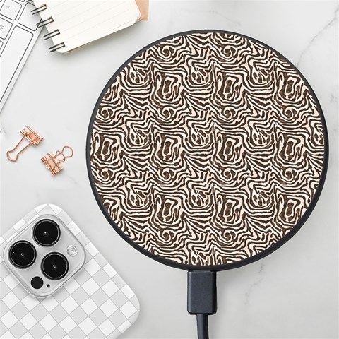 Brown Beige Snake Pattern Wireless Fast Charger(Black) from ArtsNow.com Front