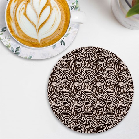 Brown Beige Snake Pattern UV Print Round Tile Coaster from ArtsNow.com Front