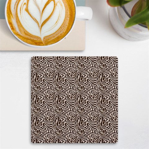 Brown Beige Snake Pattern UV Print Square Tile Coaster  from ArtsNow.com Front