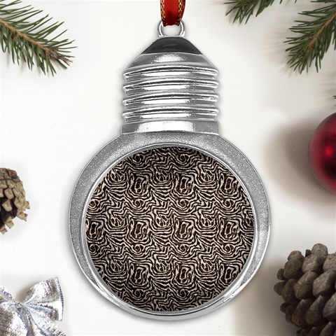 Brown Beige Snake Pattern Metal Light Bulb Shape Ornament from ArtsNow.com Front