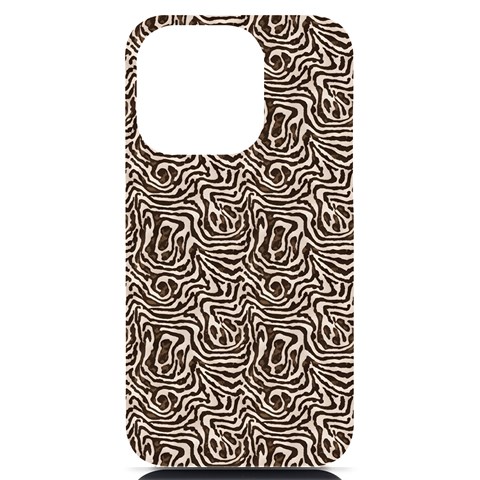 Brown Beige Snake Pattern iPhone 14 Pro Black UV Print PC Hardshell Case from ArtsNow.com Front