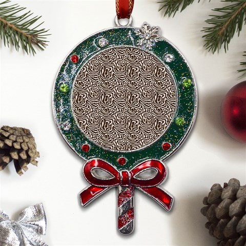 Brown Beige Snake Pattern Metal X Mas Lollipop with Crystal Ornament from ArtsNow.com Front