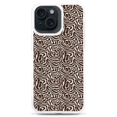 Brown Beige Snake Pattern iPhone 15 Plus TPU UV Print Case from ArtsNow.com Front