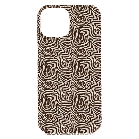 Brown Beige Snake Pattern iPhone 15 Plus Black UV Print PC Hardshell Case from ArtsNow.com Front