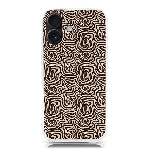 Brown Beige Snake Pattern iPhone 16 TPU UV Print Case from ArtsNow.com Front