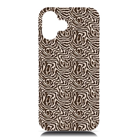 Brown Beige Snake Pattern iPhone 16 Plus Black UV Print PC Hardshell Case from ArtsNow.com Front