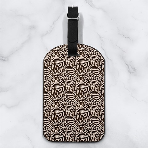 Brown Beige Snake Pattern Nappa Leather Luggage Tag Rectangle from ArtsNow.com Front