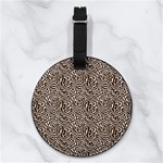 Brown Beige Snake Pattern Nappa Leather Luggage Tag Round