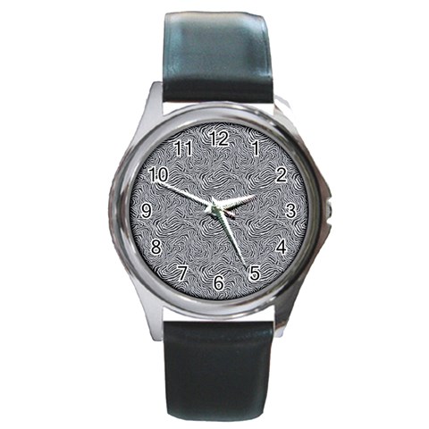 Dark Grey Snake Round Metal Watch from ArtsNow.com Front