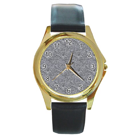 Dark Grey Snake Round Gold Metal Watch from ArtsNow.com Front