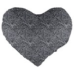 Dark Grey Snake Large 19  Premium Heart Shape Cushions