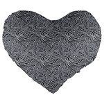 Dark Grey Snake Large 19  Premium Flano Heart Shape Cushions