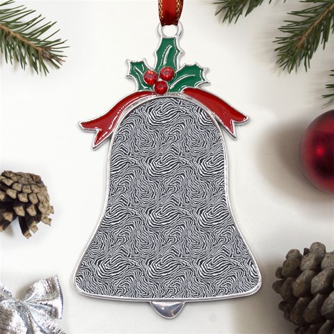 Dark Grey Snake Metal Holly Leaf Bell Ornament from ArtsNow.com Front