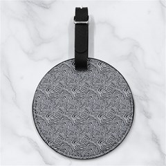 Dark Grey Snake Nappa Leather Luggage Tag Round from ArtsNow.com Front