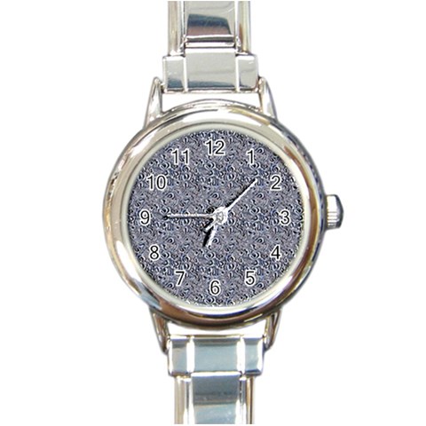 Blue Black Snake Pattern Round Italian Charm Watch from ArtsNow.com Front