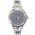 Blue Black Snake Pattern Round Italian Charm Watch