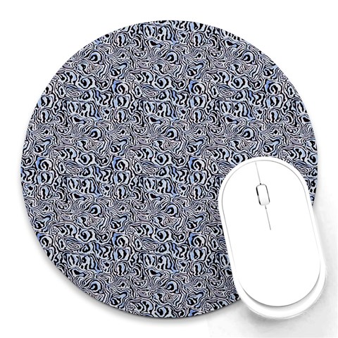 Blue Black Snake Pattern Round Mousepad from ArtsNow.com Front
