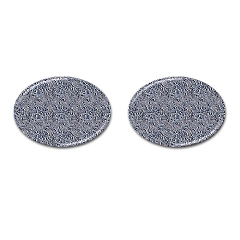 Blue Black Snake Pattern Cufflinks (Oval) from ArtsNow.com Front(Pair)