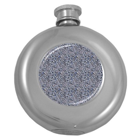 Blue Black Snake Pattern Round Hip Flask (5 oz) from ArtsNow.com Front
