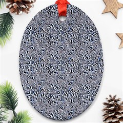 Blue Black Snake Pattern Oval Ornament (Two Sides) from ArtsNow.com Back