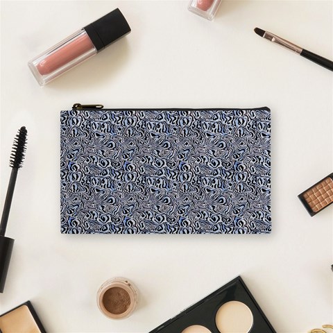 Blue Black Snake Pattern Cosmetic Bag (Small) from ArtsNow.com Front