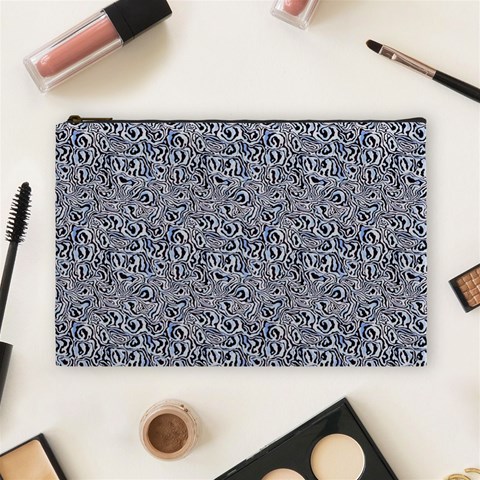 Blue Black Snake Pattern Cosmetic Bag (Large) from ArtsNow.com Front