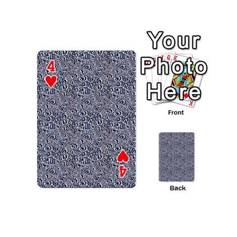 Blue Black Snake Pattern Playing Cards 54 Designs (Mini) from ArtsNow.com Front - Heart4
