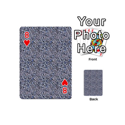 Blue Black Snake Pattern Playing Cards 54 Designs (Mini) from ArtsNow.com Front - Heart8