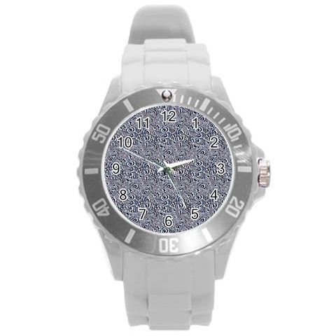 Blue Black Snake Pattern Round Plastic Sport Watch (L) from ArtsNow.com Front