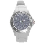 Blue Black Snake Pattern Round Plastic Sport Watch (L)