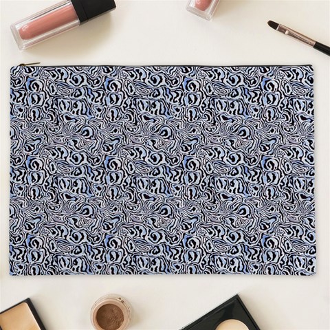 Blue Black Snake Pattern Cosmetic Bag (XXL) from ArtsNow.com Front