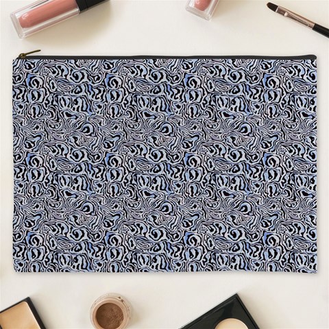 Blue Black Snake Pattern Cosmetic Bag (XXXL) from ArtsNow.com Front