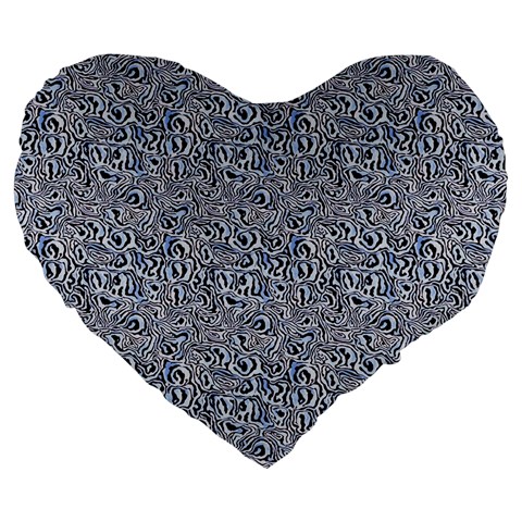 Blue Black Snake Pattern Large 19  Premium Heart Shape Cushions from ArtsNow.com Front