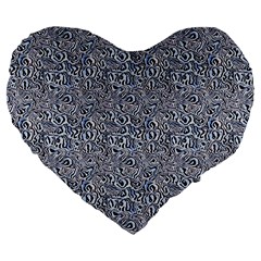 Blue Black Snake Pattern Large 19  Premium Heart Shape Cushions from ArtsNow.com Front
