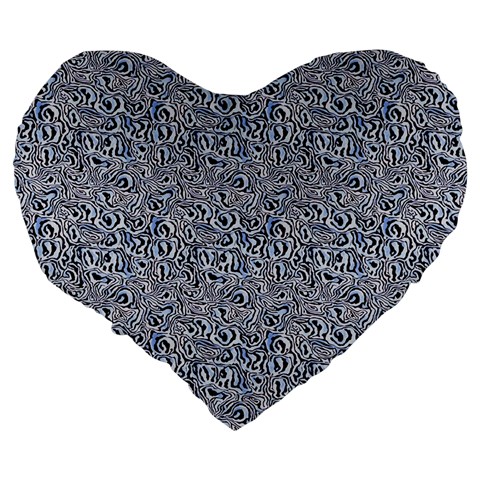 Blue Black Snake Pattern Large 19  Premium Heart Shape Cushions from ArtsNow.com Back
