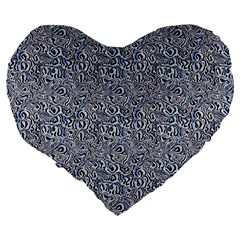 Blue Black Snake Pattern Large 19  Premium Heart Shape Cushions from ArtsNow.com Back