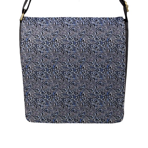 Blue Black Snake Pattern Flap Closure Messenger Bag (L) from ArtsNow.com Front