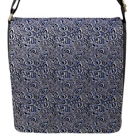 Blue Black Snake Pattern Flap Closure Messenger Bag (S) from ArtsNow.com Front