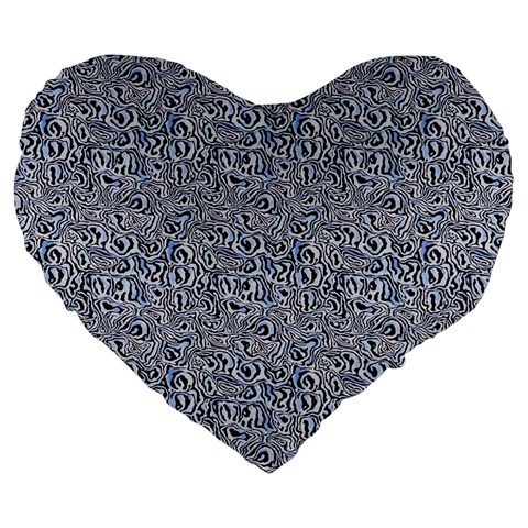 Blue Black Snake Pattern Large 19  Premium Flano Heart Shape Cushions from ArtsNow.com Front
